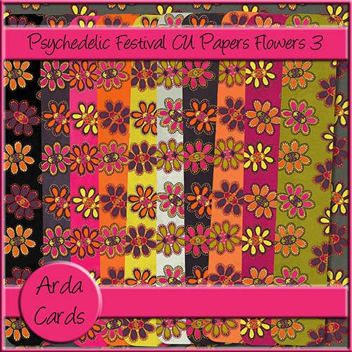 Psychedelic Festival CU Papers - Flowers 3 - The Printable Craft Shop