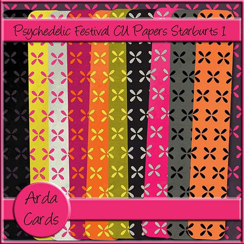 Psychedelic Festival CU Papers - Starbursts 1 - The Printable Craft Shop