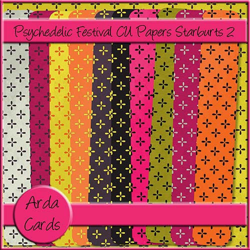 Psychedelic Festival CU Papers - Starbursts 2 - The Printable Craft Shop