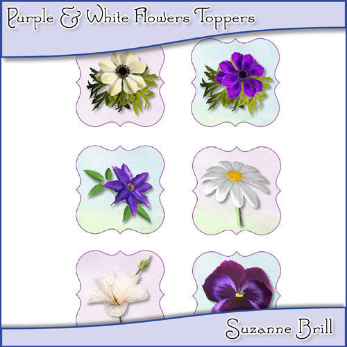 Purple & White Flowers Toppers - The Printable Craft Shop