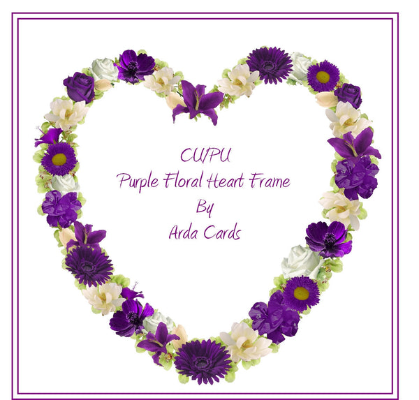 Purple Floral Heart Frame - The Printable Craft Shop