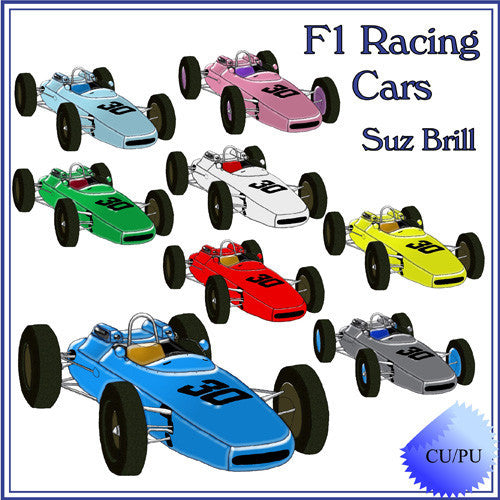 F1 Racing Cars CU Graphics - The Printable Craft Shop