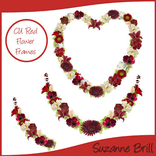 Red Flower Frames - The Printable Craft Shop