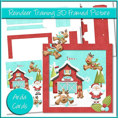 Reindeer Training 3D Shadow Box Picture - The Printable Craft Shop
