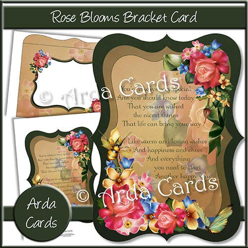 Rose Blooms Bracket Card - The Printable Craft Shop