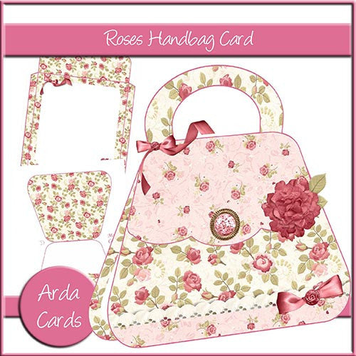 Vintage Roses Handbag Card - The Printable Craft Shop - 1