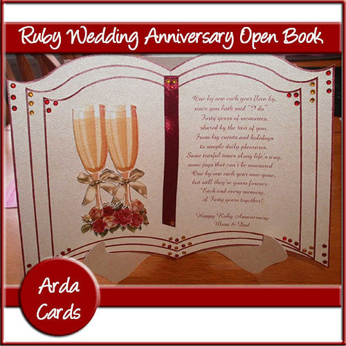 Ruby Wedding Anniversary Open Book - The Printable Craft Shop