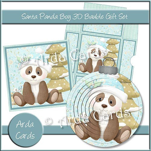 Santa Panda Boy 3D Bauble Gift Set - The Printable Craft Shop