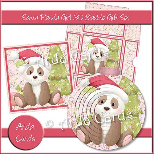 Santa Panda Girl 3D Bauble Gift Set - The Printable Craft Shop