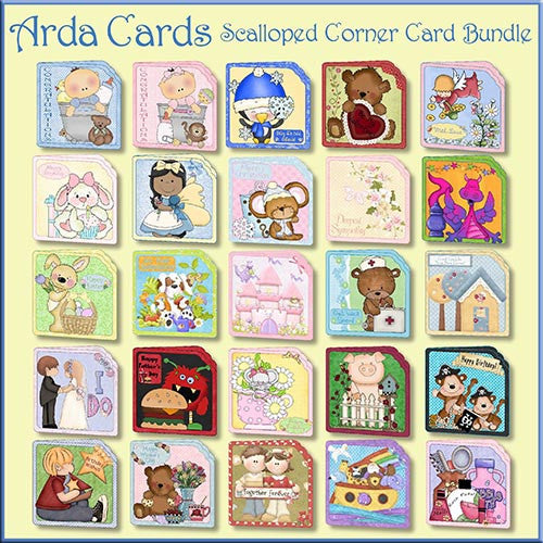 25 Scalloped Corner Card Bundle - The Printable Craft Shop