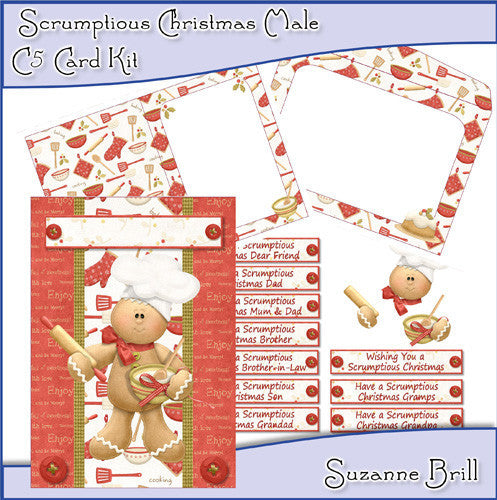 Scrumptious Christmas Male C5 Card Kit - The Printable Craft Shop
