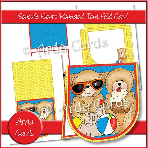 Seaside Bears Rounded Tent Fold Card - The Printable Craft Shop