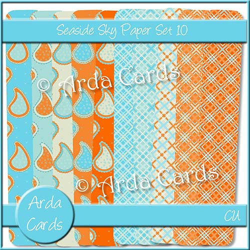 Seaside Sky Paper Set 10 - The Printable Craft Shop