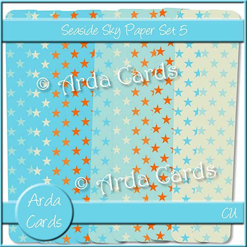 Seaside Sky Paper Set 5 - The Printable Craft Shop