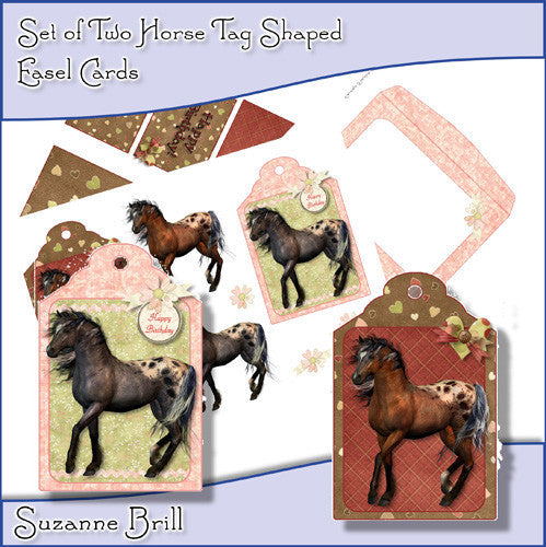 Set Of Two Horse Tag Shaped Easel Cards - The Printable Craft Shop
