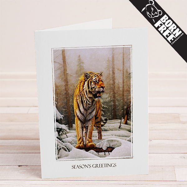 Siberian Tiger Printable Charity Christmas Card - The Printable Craft Shop