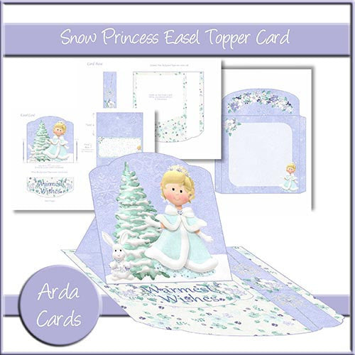 Snow Princess Easel Topper Card - The Printable Craft Shop