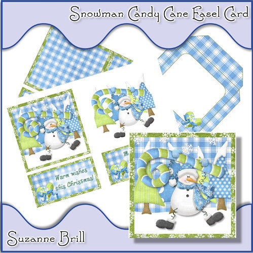 Snowman Candy Cane Easel Card - The Printable Craft Shop