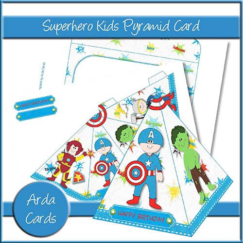 Superhero Kids Pyramid Card - The Printable Craft Shop