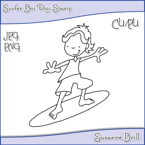 Surfer Boi Digi Stamp - The Printable Craft Shop