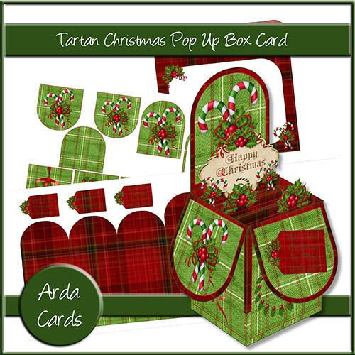 Tartan Christmas Pop Up Box Card - The Printable Craft Shop