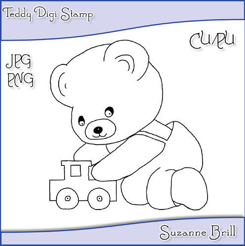 Teddy Digi Stamp - The Printable Craft Shop