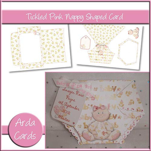 Tickled Pink Nappy Shaped Card - The Printable Craft Shop
