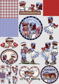 Raggedy Annie Loves Andy Valentines Clip Art - The Printable Craft Shop - 1