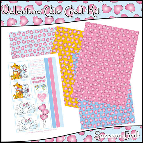 Valentine Cats Craft Kit - The Printable Craft Shop