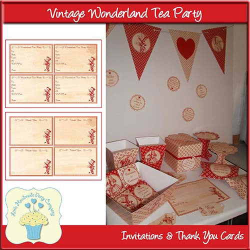 Vintage Wonderland Tea Party Invitations & Thank You Notes - The Printable Craft Shop