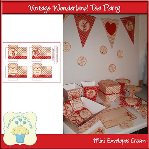 Vintage Wonderland Tea Party Mini Envelopes Cream - The Printable Craft Shop