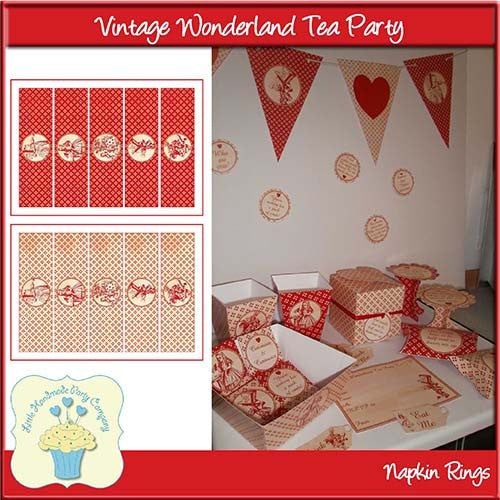 Vintage Wonderland Tea Party Napkin Rings - The Printable Craft Shop