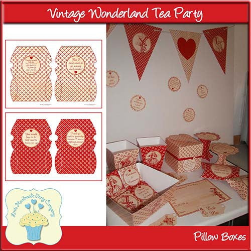 Vintage Wonderland Tea Party Pillow Boxes - The Printable Craft Shop