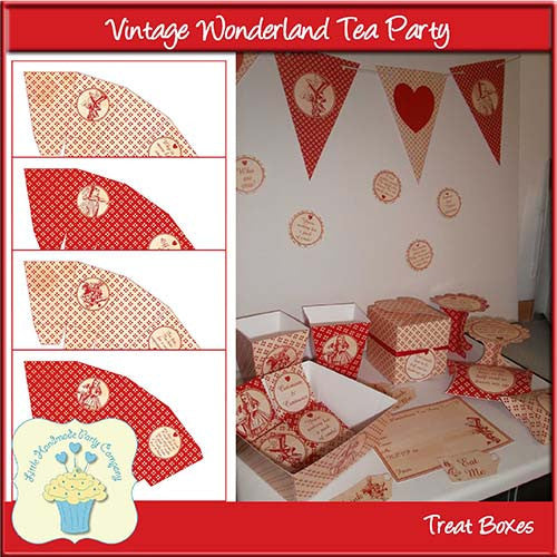 Vintage Wonderland Tea Party Popcorn Boxes - The Printable Craft Shop