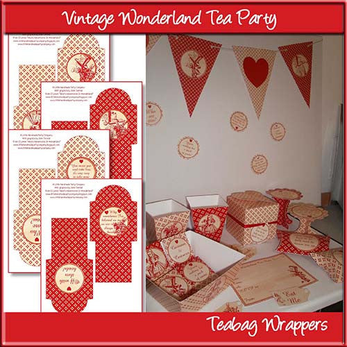 Vintage Wonderland Tea Party Tea Bag Wrappers - The Printable Craft Shop