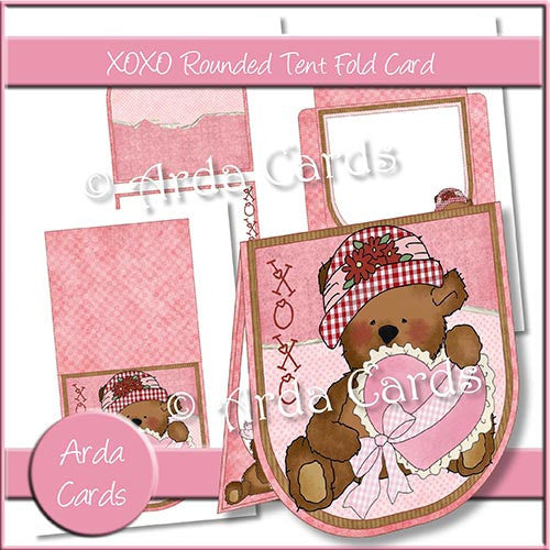 XOXO Rounded Tent Fold Card - The Printable Craft Shop