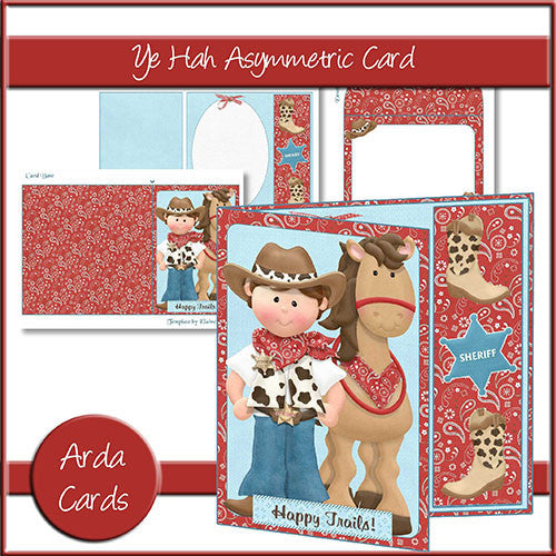 Ye Hah Asymmetric Card - The Printable Craft Shop
